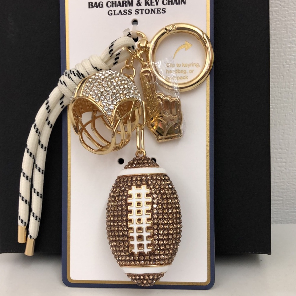 NEW Piper K Gold and Brown Football Bag Charm Keychain